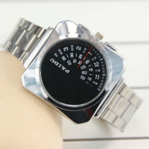 Square Whirl Stainless Steel Quartz Watch