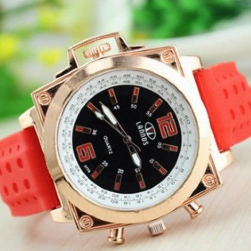 Golden Silicone Watch Square Wristwatch