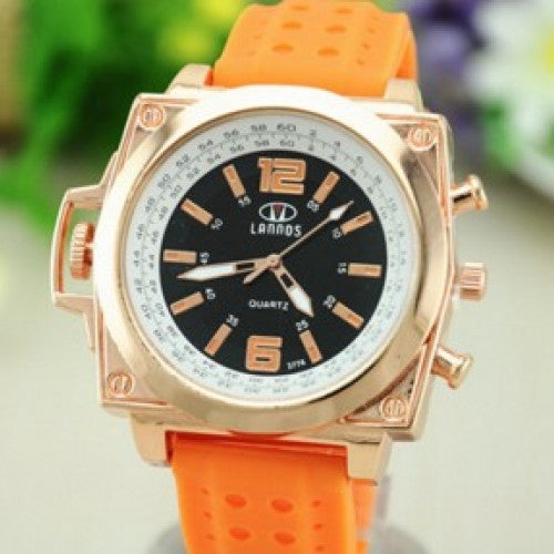 Golden Silicone Watch Square Wristwatch