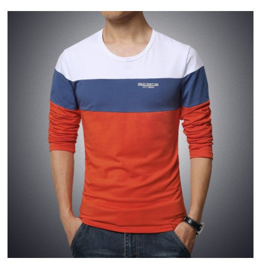 Striped Patchwork Long Sleeve T-Shirt Men