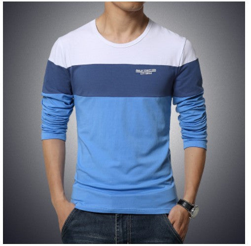 Striped Patchwork Long Sleeve T-Shirt Men