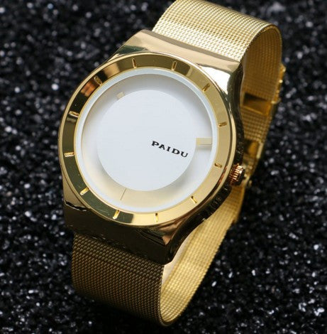 Turntable Wrist Watch Golden Steel